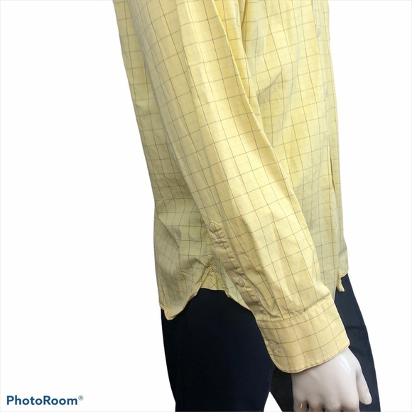 J Crew Men's Large 16-16.5 Yellow Plaid Long Sleeved Button Front Dress … - Picture 6 of 12